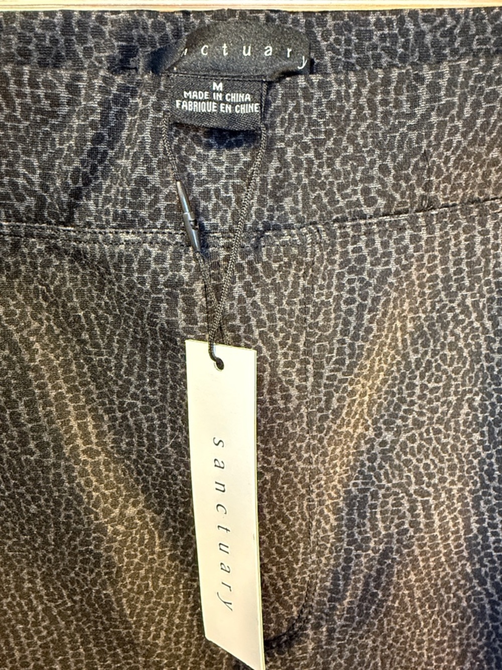 Sanctuary Gray and Black Micro Leopard Skinny Pull-On Pants - Picture 2 of 7